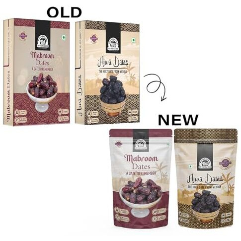Wonderland Foods 400G (200G X 2) Premium Ajwa Dates And Mabroom Dates Box | Healthy & Nutritious Soft Khajoor | Khajur Rich In Iron, Fibre & Vitamins