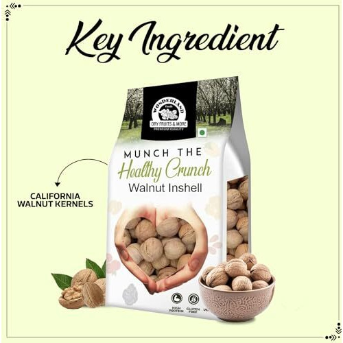 Wonderland Foods (Device) 500G California Natural Inshell Walnuts Akhrot | Latest Fresh Crop Inshell Walnut Akhrot Pouch | High In Protein & Iron | Low Calorie Nut | Healthy & Delicious