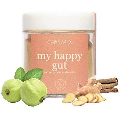 Cosmix-My Happy Gut|Prebiotics&Probiotics-Promotes Healthy Gut Microbiome|Mulethi&Triphala Powder|Helps With Acidity,Digestion&Bloating|No Preservatives|No Added Sugar|60G-40 Servings (Pack Of 1)