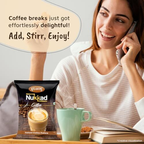 Atlantis 3 In 1 Nukkad Instant Coffee Premix Dry Powder 1 Kg For Vending Machine, Bag