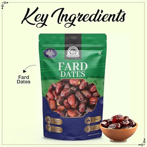 Wonderland Foods 1Kg (500G X 2) Premium Fard Dates Pouch Soft And Chewy Texture Khajur, Khajoor, No Preservatives, No Added Sugar, Rich In Iron, Fibre & Vitamins, Whole