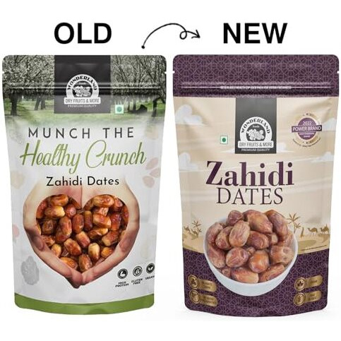 Wonderland Foods (Device) 500 Gram Premium Zahidi Dates Pouch | Dry Fruits Healthy & Nutritious Soft Khajoor | Khajur Rich In Iron, Fibre & Vitamins