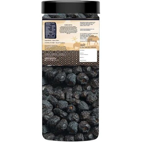 Wonderland Foods (Device) Ajwa Dates Jar | Healthy & Nutritious Soft Khajoor | Khajur Rich In Iron, Fibre & Vitamins | Dry Fruits, 400 Gram