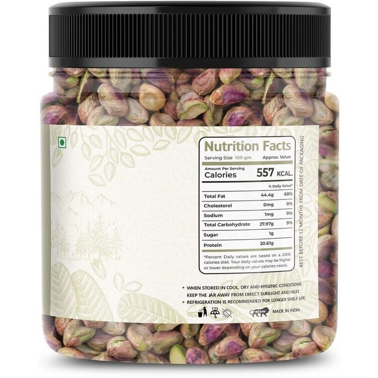 Lila Dry Fruits Pista 250 Gms | Premium Raw Mota Pista | Unflavoured Pistachios Without Shell | High In Protein & Dietary Fiber | Ideal For Cooking, Baking, Breakfast, Snacking | Perfect For Gifting