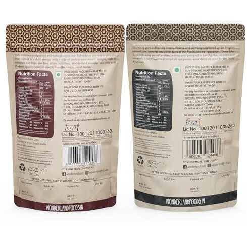 Wonderland Foods 400G (200G X 2) Ajwa And Kalmi (Safawi) Dates Box | Dry Fruits Healthy & Nutritious Soft Khajoor | Khajur Rich In Iron, Fibre & Vitamins