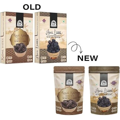 Wonderland Foods 400G (200G X 2) Ajwa And Kalmi (Safawi) Dates Box | Dry Fruits Healthy & Nutritious Soft Khajoor | Khajur Rich In Iron, Fibre & Vitamins