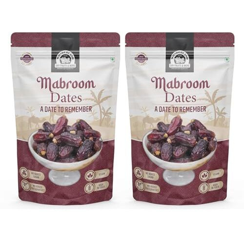 Wonderland Foods (Device) 400 Gram (200G X 2) Premium Mabroom Dates Box Combo | Healthy & Nutritious Soft Khajoor | Khajur Rich In Iron, Fibre & Vitamins