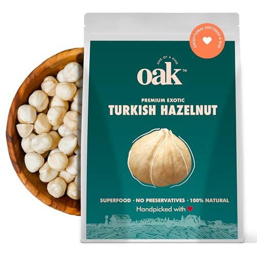 Oak - One Of A Kind Premium Turkish Hazelnut Nuts 100Gm|Raw, Unsalted|Crunchy And Whole|Exotic Hazelnut 100Gm Dry Fruit|Resealable Ziplock Pack|Healthy Snacks For Adults & Kids