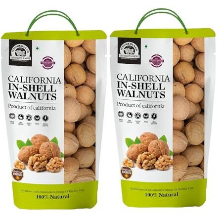 Wonderland Foods (Device) 1Kg (500G X 2) California Inshell Walnuts Pouch | Dry Fruits Inshell Walnut Akhrot | High In Protein & Iron | Low Calorie Nut | Healthy & Delicious