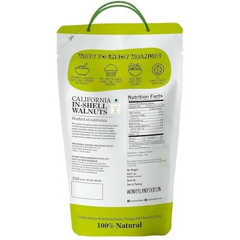 Wonderland Foods (Device) 1Kg (500G X 2) California Inshell Walnuts Pouch | Dry Fruits Inshell Walnut Akhrot | High In Protein & Iron | Low Calorie Nut | Healthy & Delicious