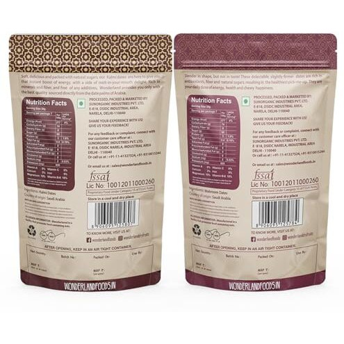 Wonderland Foods 400G (200G X 2) Premium Kalmi (Safawi) And Mabroom Dates Box | Healthy & Nutritious Soft Khajoor | Khajur Rich In Iron, Fibre & Vitamins