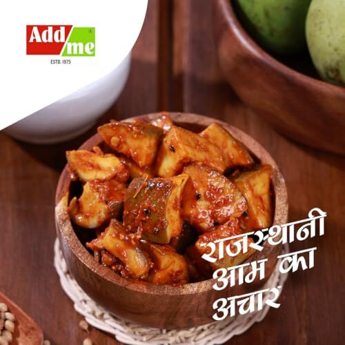 Add Me Homemade Rajasthani Mango Pickle 300G In Mustard Oil, Seedless Without Stone, Mother Made Ready To Eat Fresh Aam Ka Achar Soft And Tangy Recipe Glass Pack