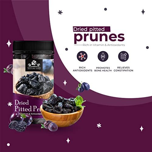 Nature Yard Organic Pitted Prunes Dry Fruit Without Sugar - 250 Gm - 100% Natural & Seedless Dried Prune/Unsweetened Prunes For Constipation/Rich In Vitamins And Dietry Fiber A Healthy Snack