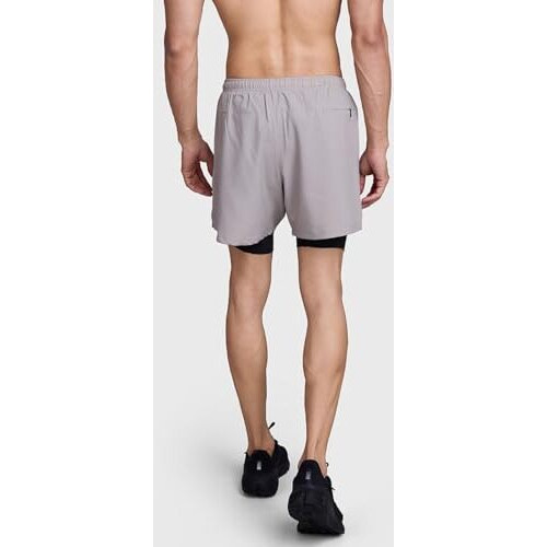Fuaark Laser Sports And Gym 2 In 1 Shorts Sport Running Gym Shorts With Inner Tights (Beige With Black, M)