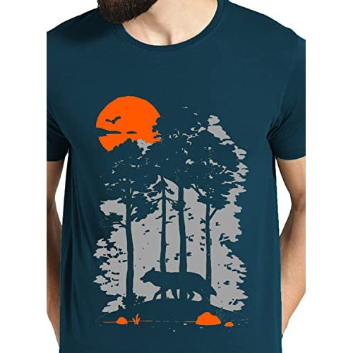 Adro Mens Sun Printed Cotton T-Shirt (Rn22-1-Sun-Sb_Teal_S)