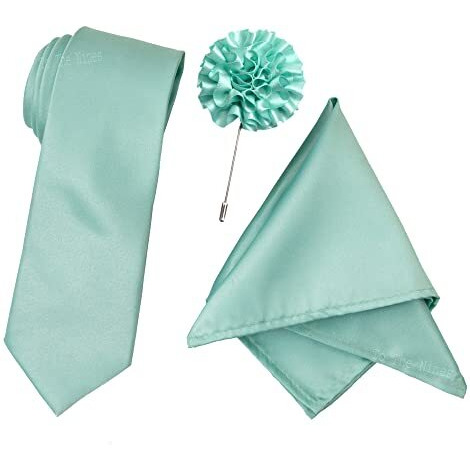 To The Nines Men's Light Green Tie, Pocket Square & Lapel Pin