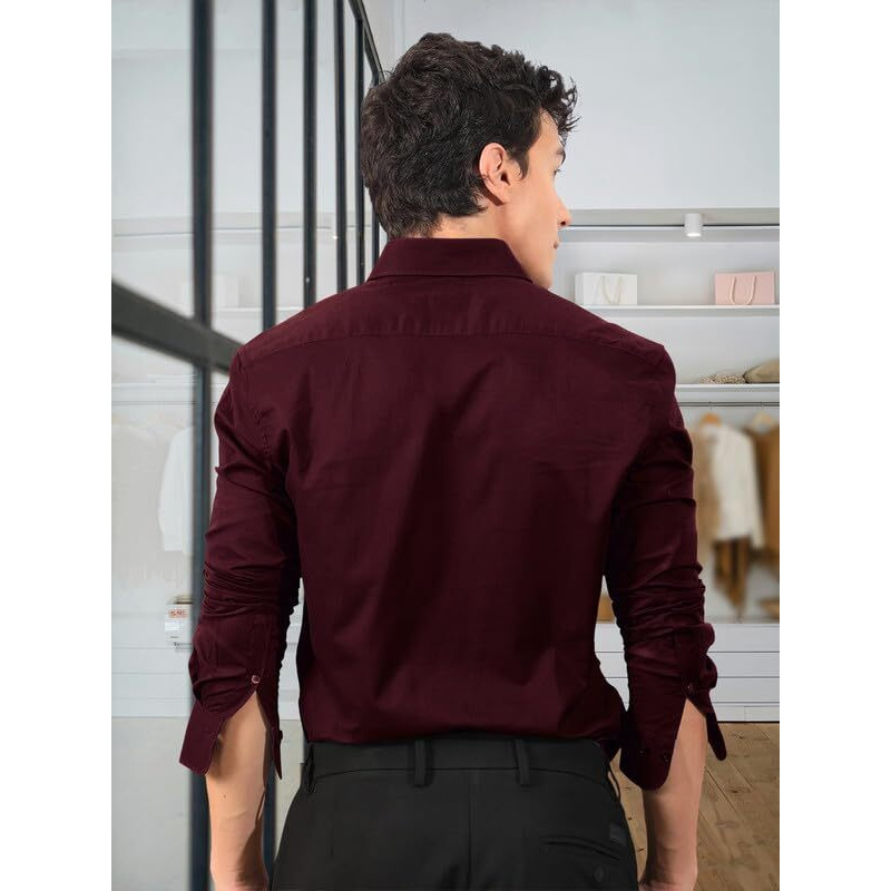 Tee Projekt Men's Shirt Solid Cotton Long Sleeve Button Down Home, Office, Regular Wear