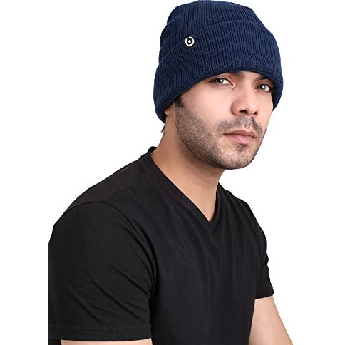 Coreteq Unisex Soft Wool Winter Cuff Beanie Cap (Air Force Blue, Free Size, Pack Of 1)