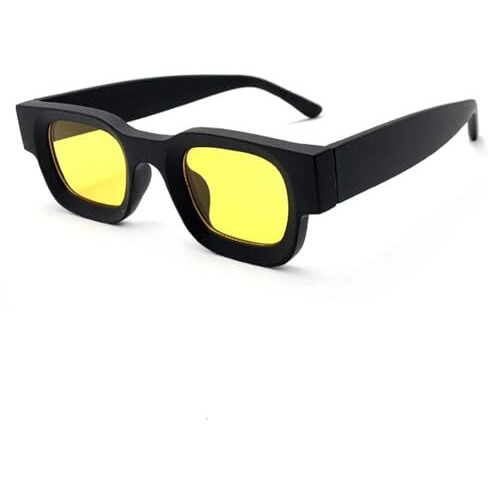 Goglassic Unisex Vintage Square Non Polarized Sunglasses, Medium Size, Uv400 Protection, Bold Unique Design (Black Yellow)