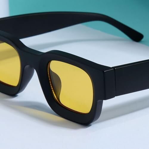 Goglassic Unisex Vintage Square Non Polarized Sunglasses, Medium Size, Uv400 Protection, Bold Unique Design (Black Yellow)