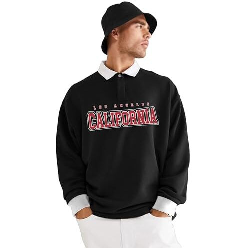 Jc Jump Cuts Printed Mens Polo Neck Full Sleeve Black And Red Cottonblend Slim Fit T-Shirt, Large