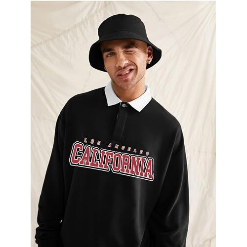 Jc Jump Cuts Printed Mens Polo Neck Full Sleeve Black And Red Cottonblend Slim Fit T-Shirt, Large