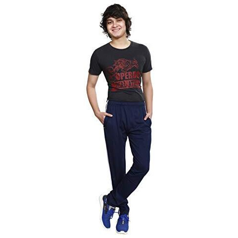 T.T. Men Comfort Fit Cotton Solid With Side Piping Trackpant Navy-3Xl
