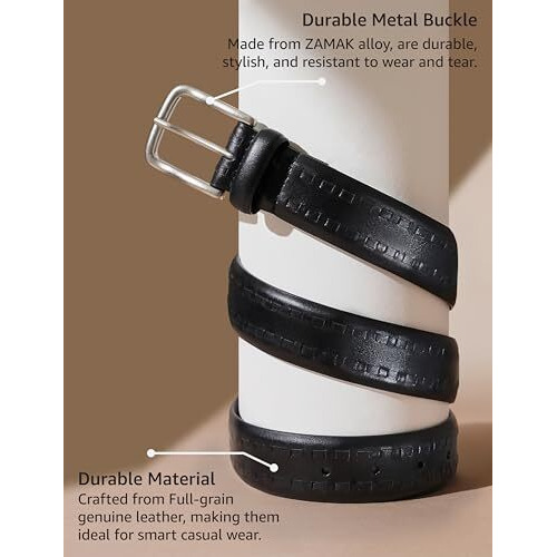 Symbol Premium Men's Genuine Leather Casual Belt (Woven Black_32-34)