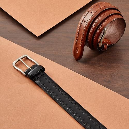 Symbol Premium Men's Genuine Leather Casual Belt (Woven Black_32-34)