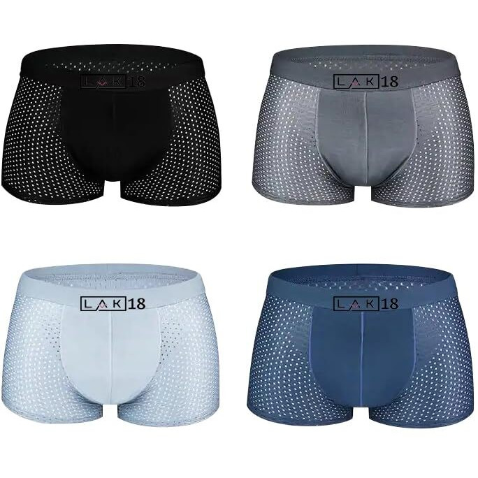 Lak 18 Men's Underwear Mesh Modal Boy Boxer Briefs Breathable Men's Pants With Ultrasoft Waistband || Pack Of 3 (Multicolor) (M)