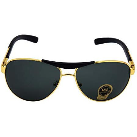 Silver Kartz Men's Women's Unisex Non Polarized Uv Protected Green Metal Aviator Sunglass