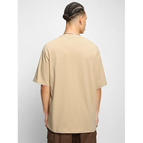 Bewakoof Men's Solid T-Shirt Solid Fit, Round Neck, Half Sleeve_540863_Brown_M