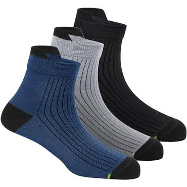 Freecultr Ankle Socks | Breathable Bamboo Fibre | Odour Resistant | Thermo Regulated | Moisture Wicking | Anti-Slip Y-Heel | Soft & Comfortable Navy, Dark Grey, Black