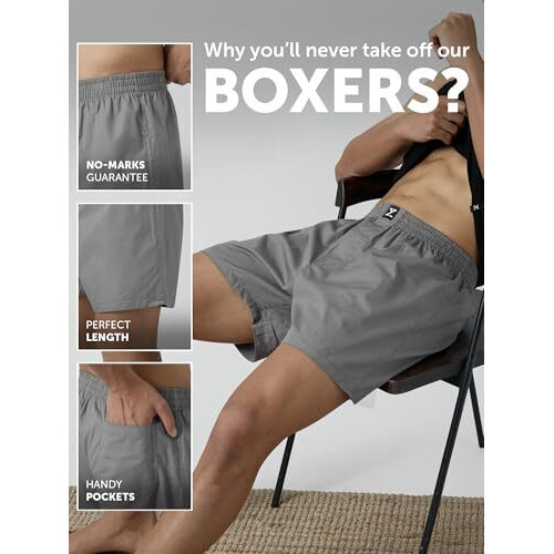 Xyxx Men Combed Cotton Innerboxers, Regular Fit, Solid, Pack Of 1, Xybox96L, Ash Grey, L