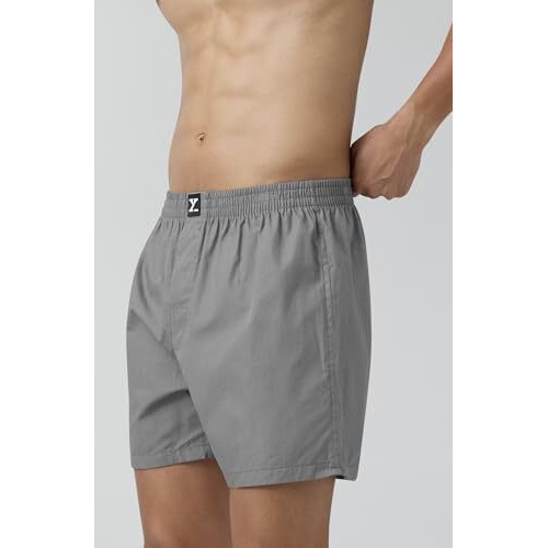 Xyxx Men Combed Cotton Innerboxers, Regular Fit, Solid, Pack Of 1, Xybox96L, Ash Grey, L