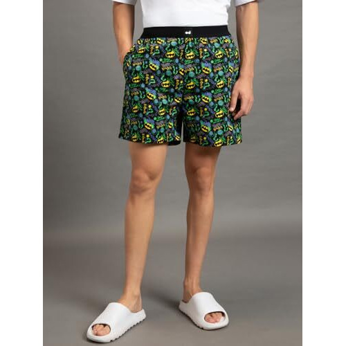 Bewakoof Men's All Over Batman Printed Poplin 100% Cotton Regular Fit Boxers 570843_S Black