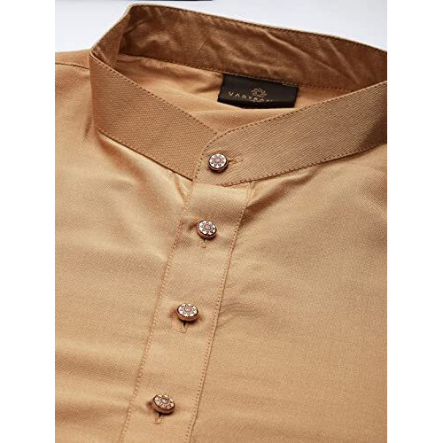 Vastramay Mens' Rose Gold Cotton Blend Kurta Dhoti And Dupatta_Vasmdk007Rg_42