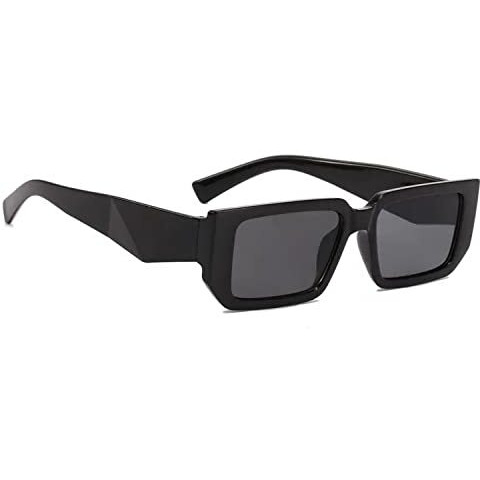 Dervin Uv Protection Rectangular Wide Leg Sunglasses For Men And Women (Black)