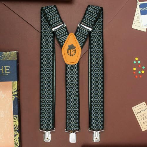 Peluche Cut Black Coloured 3.5Cm Strap Width Elastic Suspenders For Men