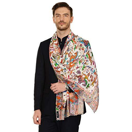 Pashtush Men's Wool Stole (207360_Multi Color_Free Size)