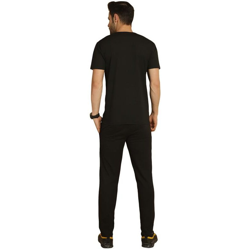 Vimal Jonney Printed Black Round Neck Cotton Half Sleeves Co-Ord Set Tracksuit For Men-Vimal52955