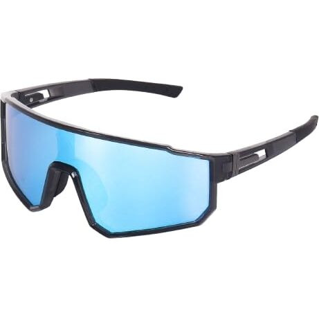Dervin One Piece Shield Sports Oversized Visor Polarized Sunglasses For Men Women, Outdoor Cycling Hiking Fishing Sunglasses (Mirror Blue)