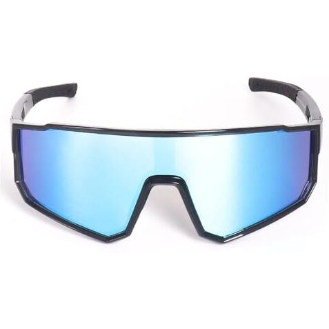 Dervin One Piece Shield Sports Oversized Visor Polarized Sunglasses For Men Women, Outdoor Cycling Hiking Fishing Sunglasses (Mirror Blue)
