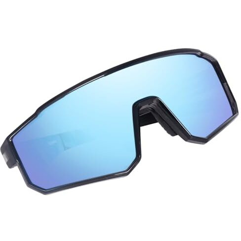 Dervin One Piece Shield Sports Oversized Visor Polarized Sunglasses For Men Women, Outdoor Cycling Hiking Fishing Sunglasses (Mirror Blue)