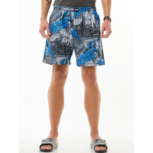 Bewakoof Official Marvel Merchandise Men's All Over Printed Regular Fit Pure Cotton Boxers_634295_Grey_Xl