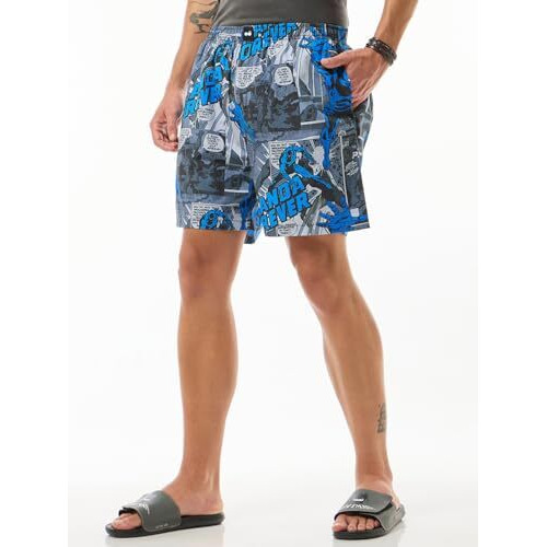Bewakoof Official Marvel Merchandise Men's All Over Printed Regular Fit Pure Cotton Boxers_634295_Grey_Xl