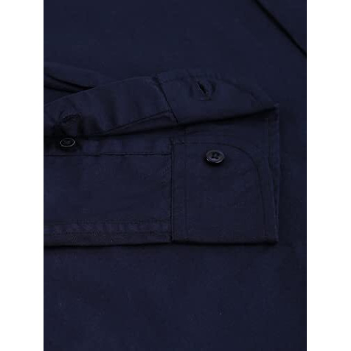 Dennis Lingo Men's Solid Casual Full Sleeves Slim Fit Navy Blue Cotton Shirt-C201_4_Xxl