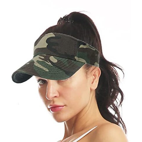 Alexvyan Army Camouflage Sun Visor Sport Golf Adjustable Summer Cap Sun Visor, Uv Protectioncaps For Golf Tennis Cricket Cycling Running - Sun Uv Protection(Dark Green)