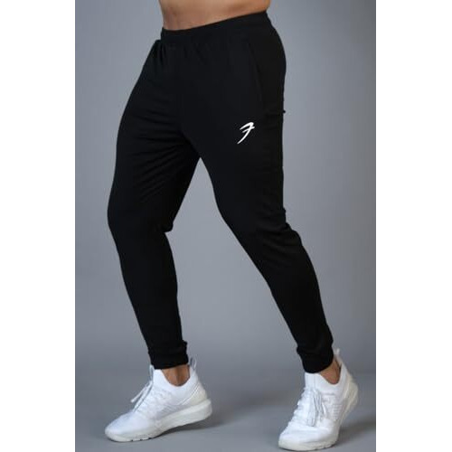 Fuaark Men Track Pant Gym Workout Jogger With Pocket Black