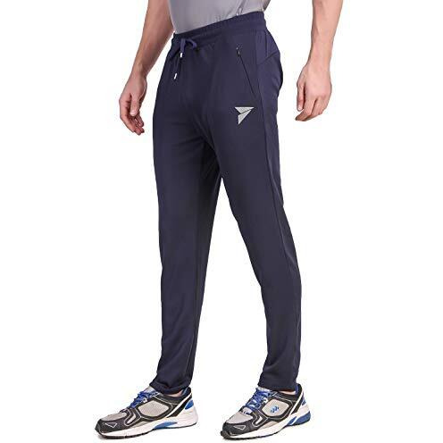 Fitinc Lycra Stretchable Track Pants For Man | Breathable Slim Fit Zippered Track Pants For Men | Quick Dry Pants For Home & Workout Wear  Navy Blue, 3X-Large